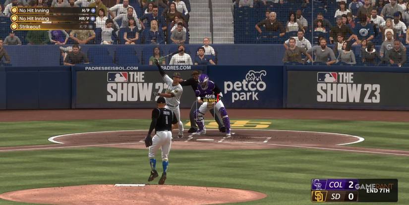 MLB The Show 23 Striking Out Player With A High Pitch