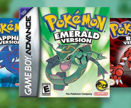 Pokemon Sapphire, Emerald, and Ruby box art