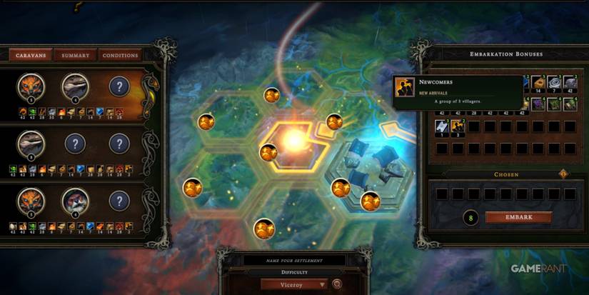 Against The Storm Choosing The Newcomers Embarkment Bonus