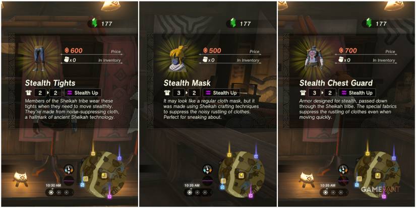 legend of zelda tears of the kingdom  stealth set cost