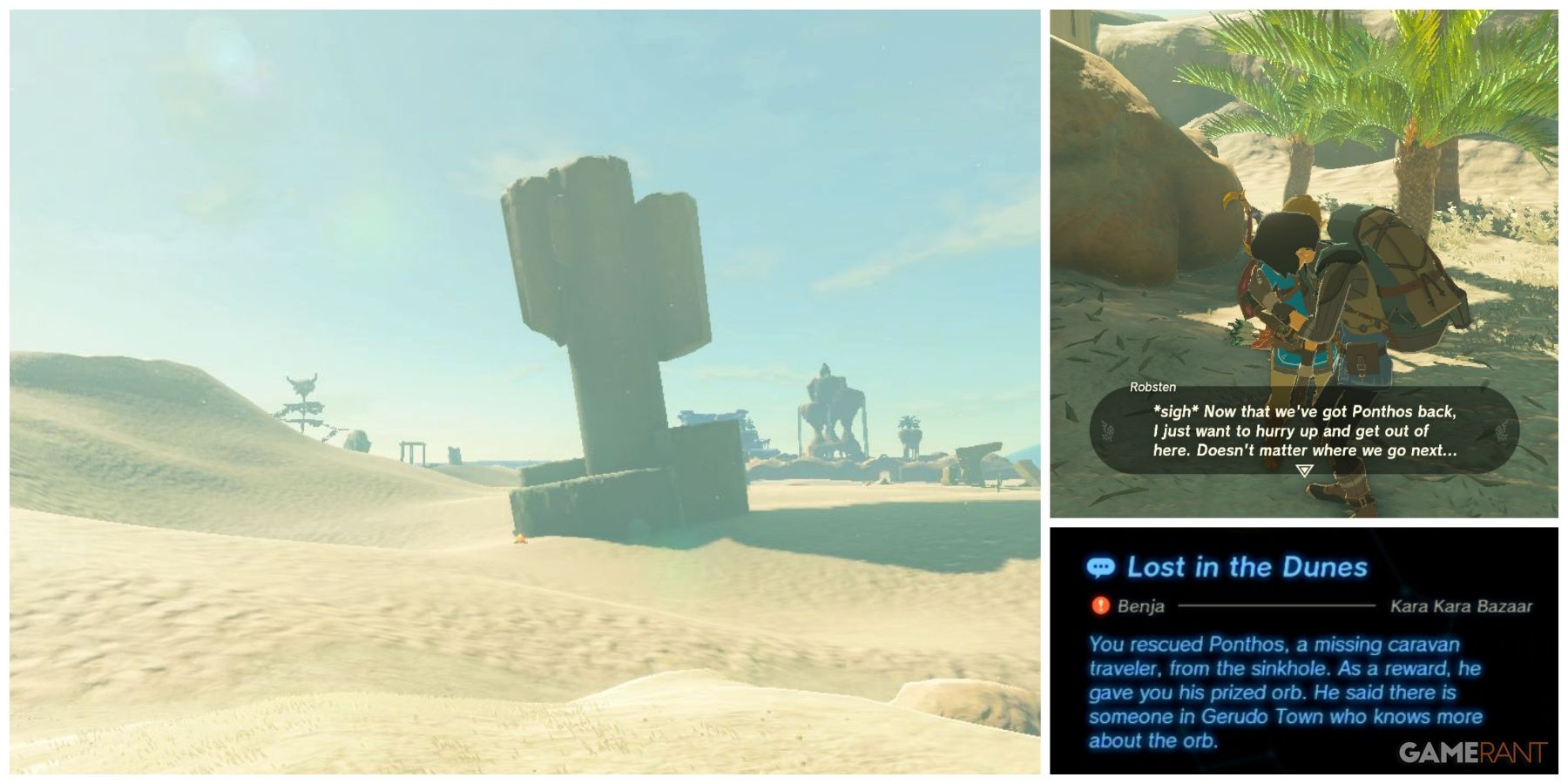 legend of zelda tears of the kingdom lost in the dunes side quest feature