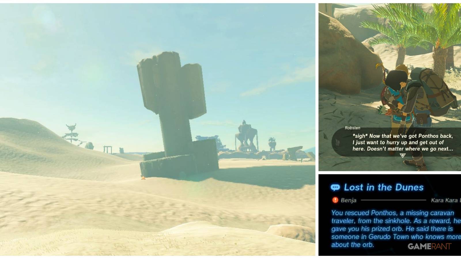 legend of zelda tears of the kingdom lost in the dunes side quest feature
