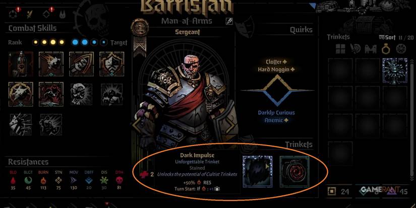 Darkest Dungeon 2 Stained Item Equipped On Man-At-Arms