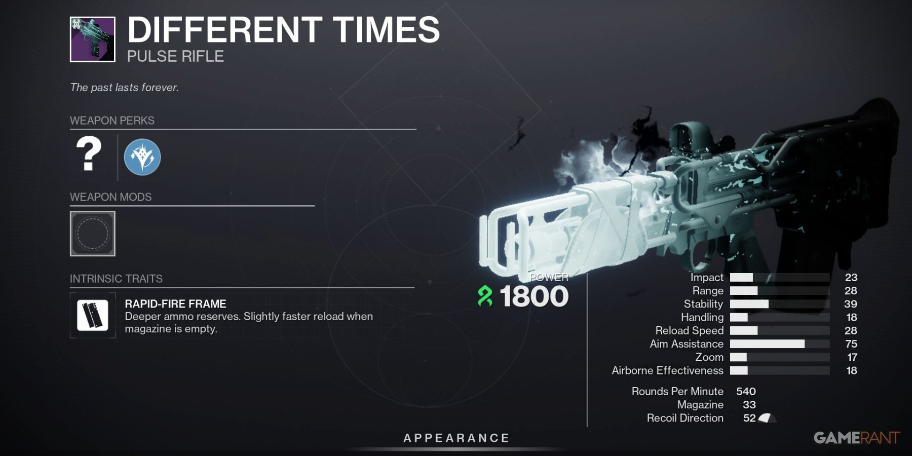 Destiny 2 Different Times Pulse Rifle