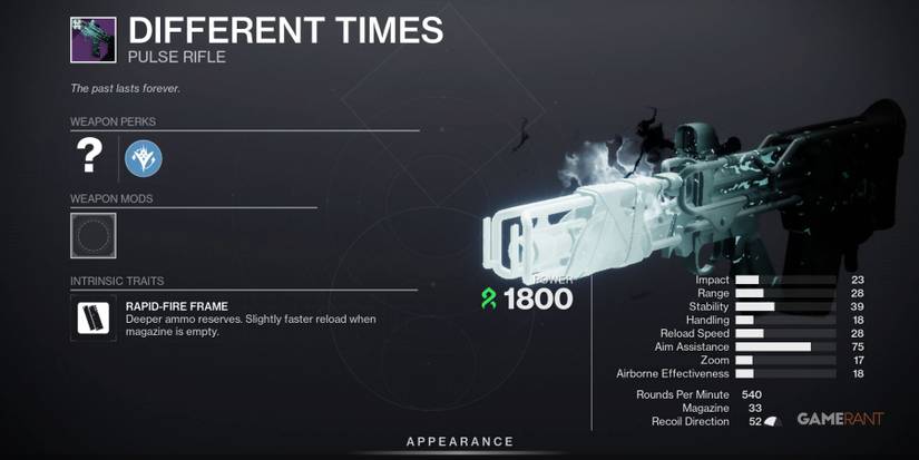 Destiny 2 Different Times Pulse Rifle