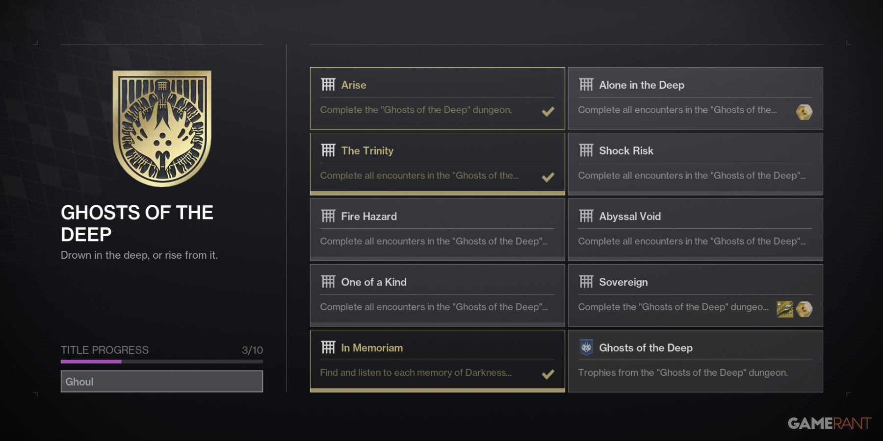 Destiny 2 Ghosts Of The Deep Dungeon Title Ghoul