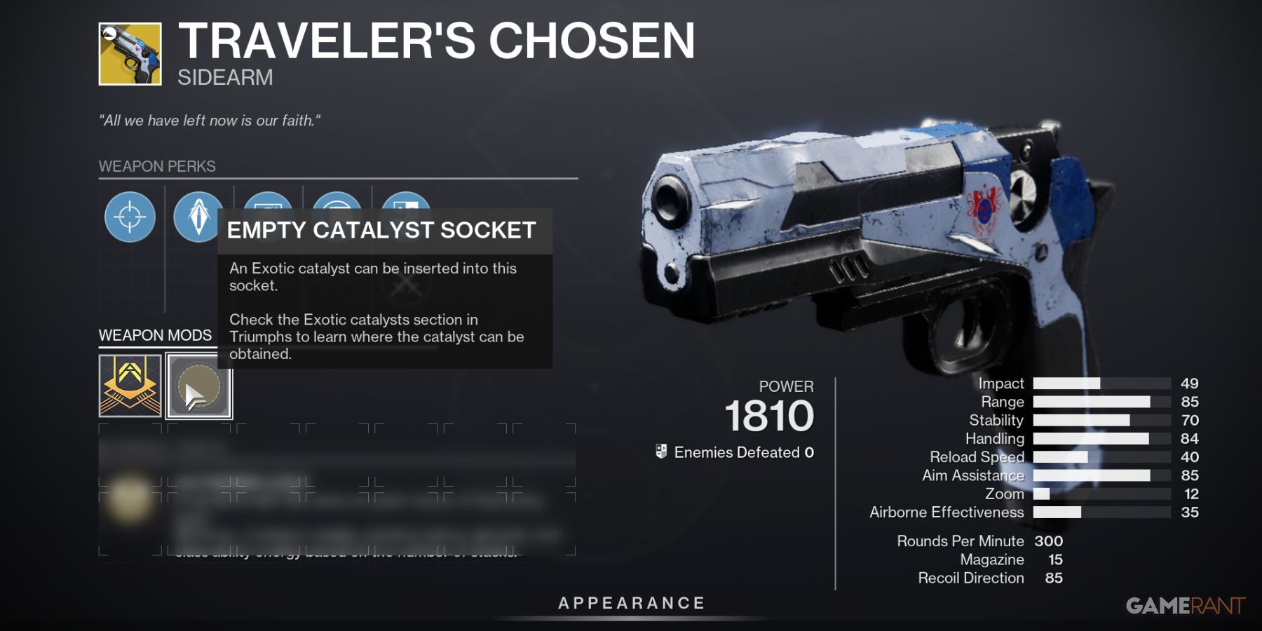 Destiny 2 Travelers Chosen Catalyst Socket