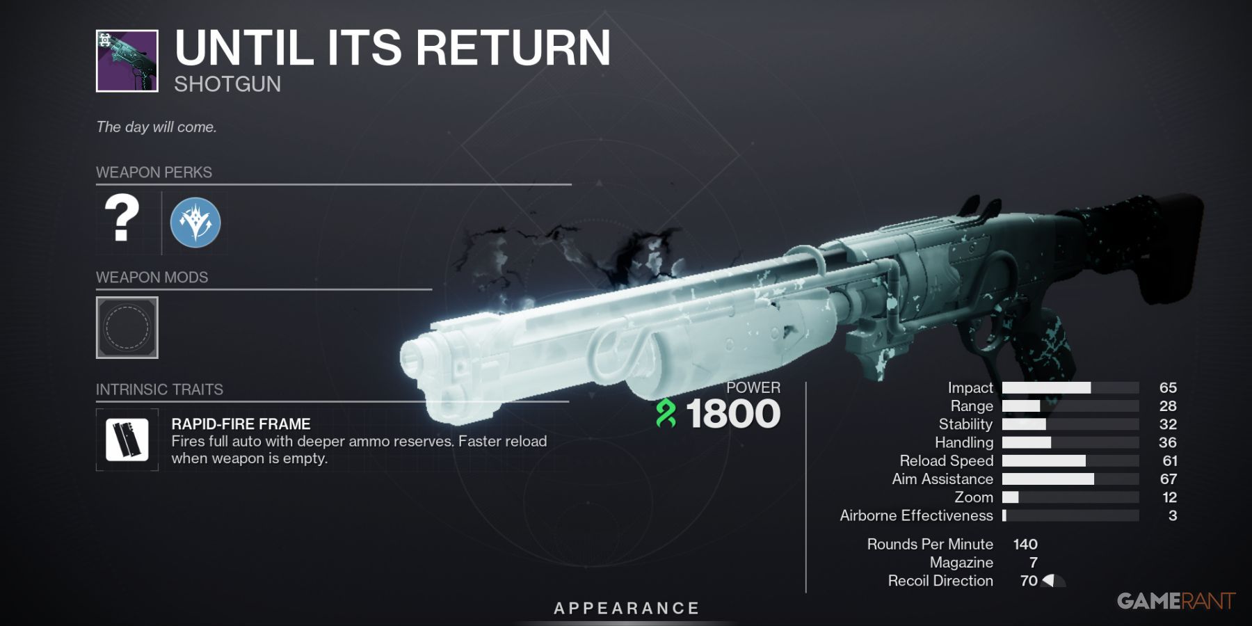 Destiny 2 Until its Return Shotgun