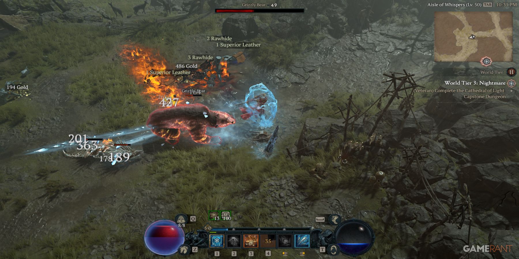 diablo 4 sorceress ice crystal put out bear on fire
