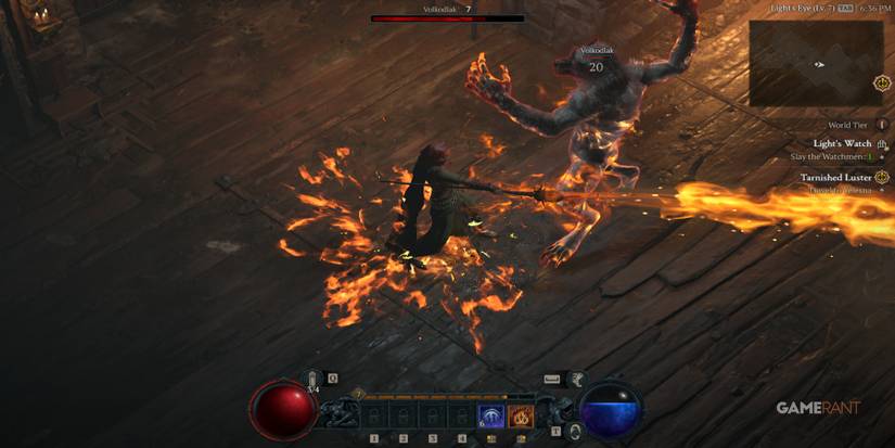 diablo 4 sorceress flamethrower spell in wood house