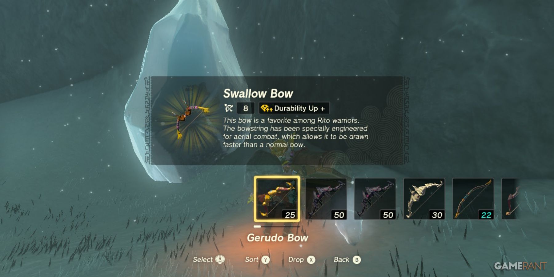 legend of zelda tears of the kingdom swallow bow