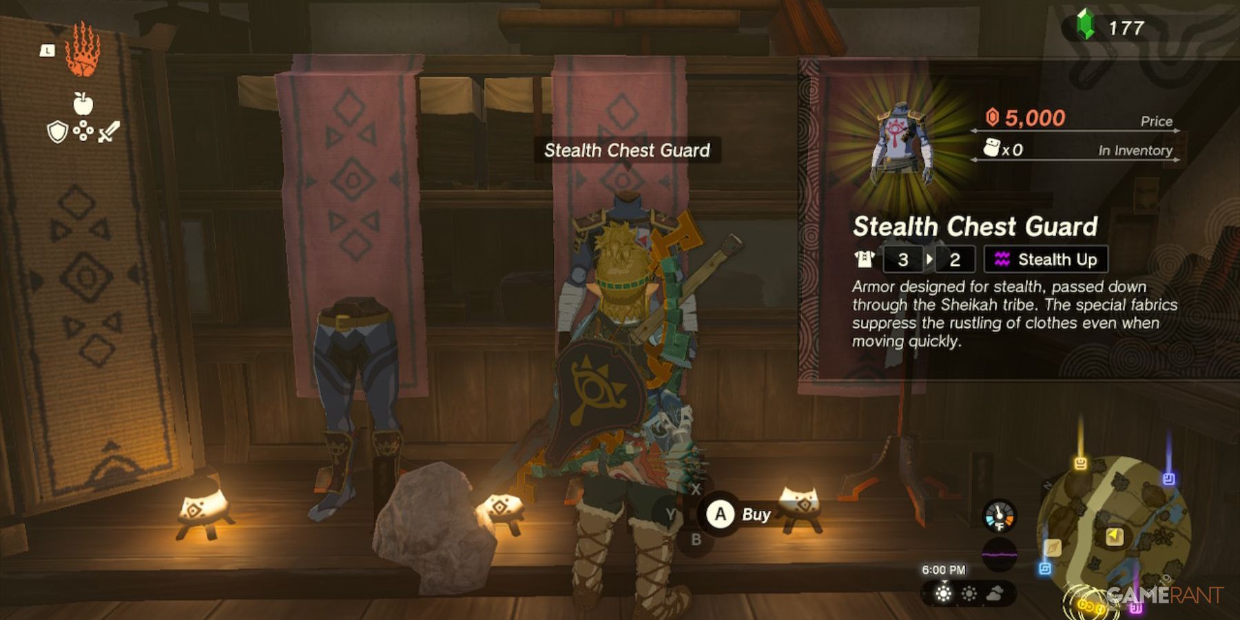 loz tears of the kingdom stealth armor cost