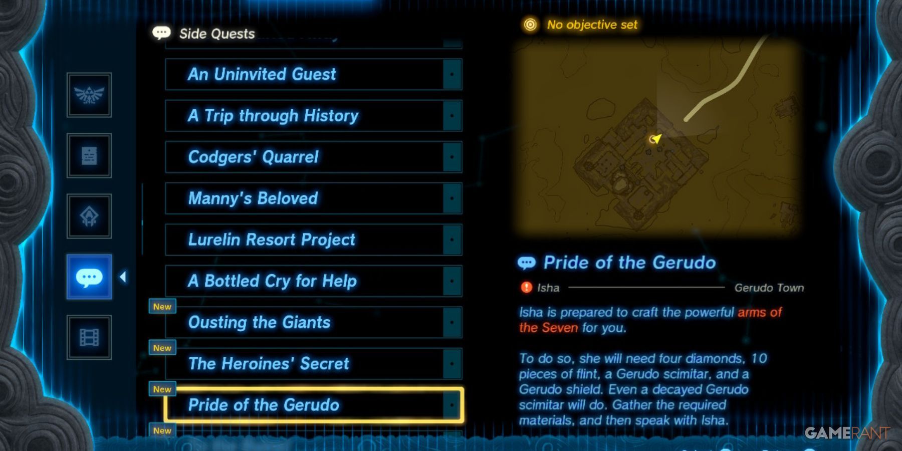 pride of the gerudo tears of the kingdom legend of zelda side quest