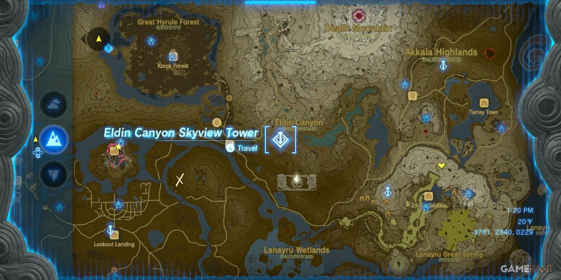 eldin canyon skyview tower legend of zelda tears of the kingdom