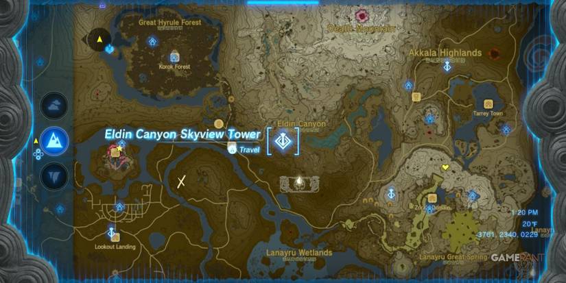 eldin canyon skyview tower legend of zelda tears of the kingdom