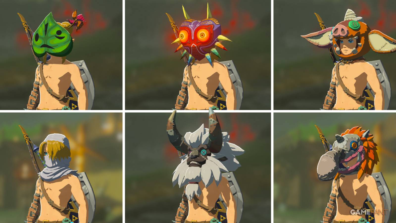 Some of the masks available in The Legend of Zelda: tears of the Kingdom