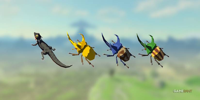 Critters including Fireproof Lizard and beetles