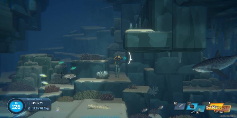 dave the diver tiger shark 120 meters deep