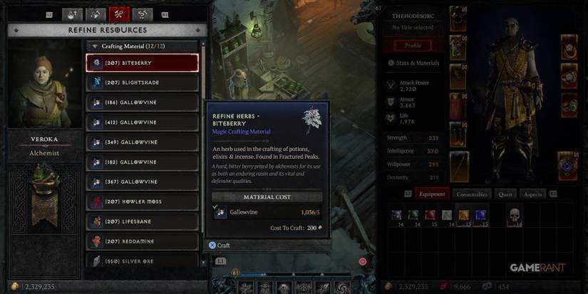 Diablo 4 Refining Herbs At The Alchemist