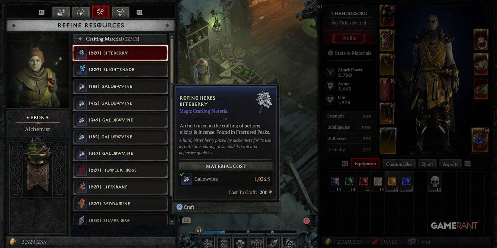 Diablo 4 Refining Herbs At The Alchemist