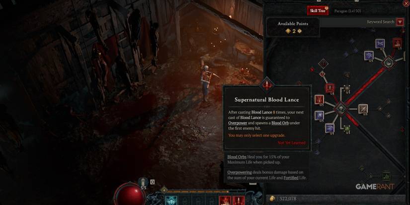 Diablo 4 Supernatural Blood Lance Skill Description