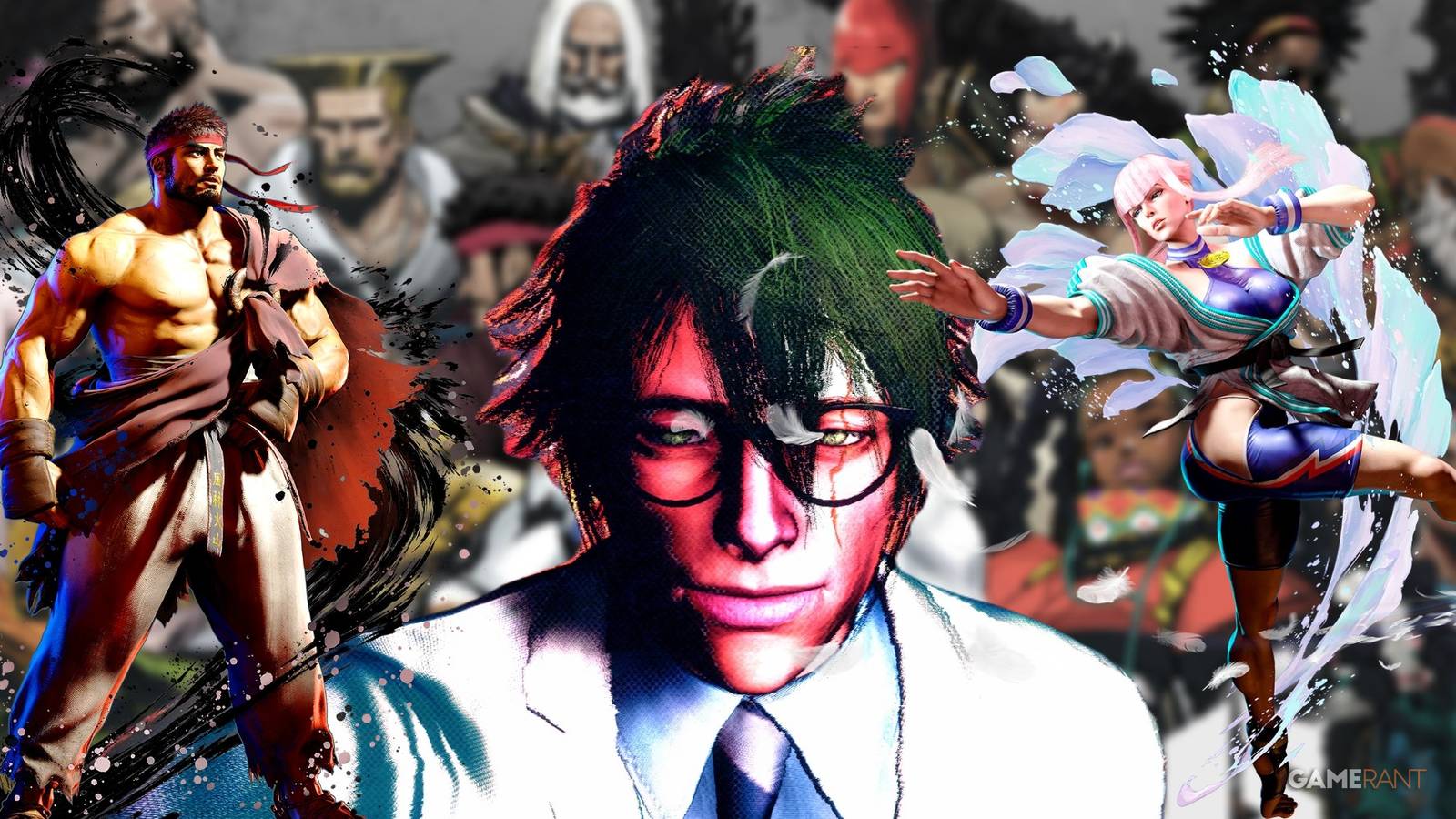 ryu, an avatar, and manon in street fighter 6