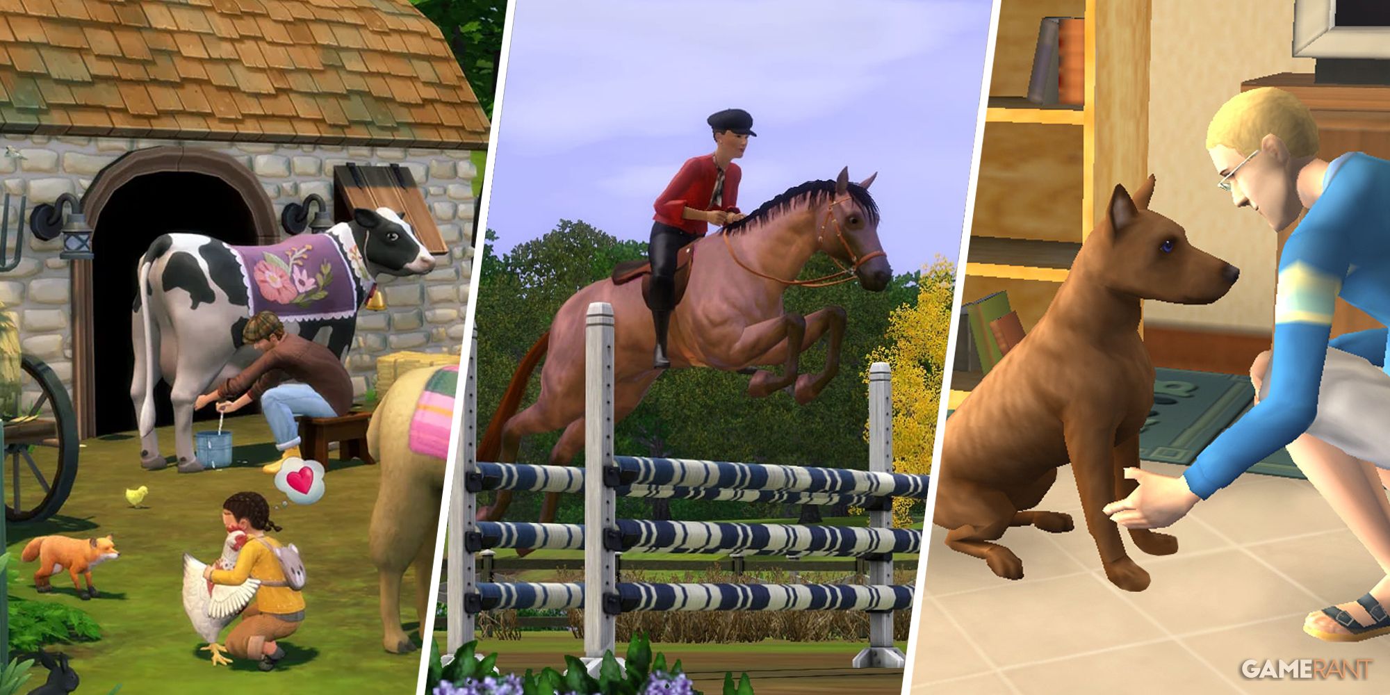 The Sims 4: Cottage Living, The Sims 3: Pets, and The Sims 2: Pets