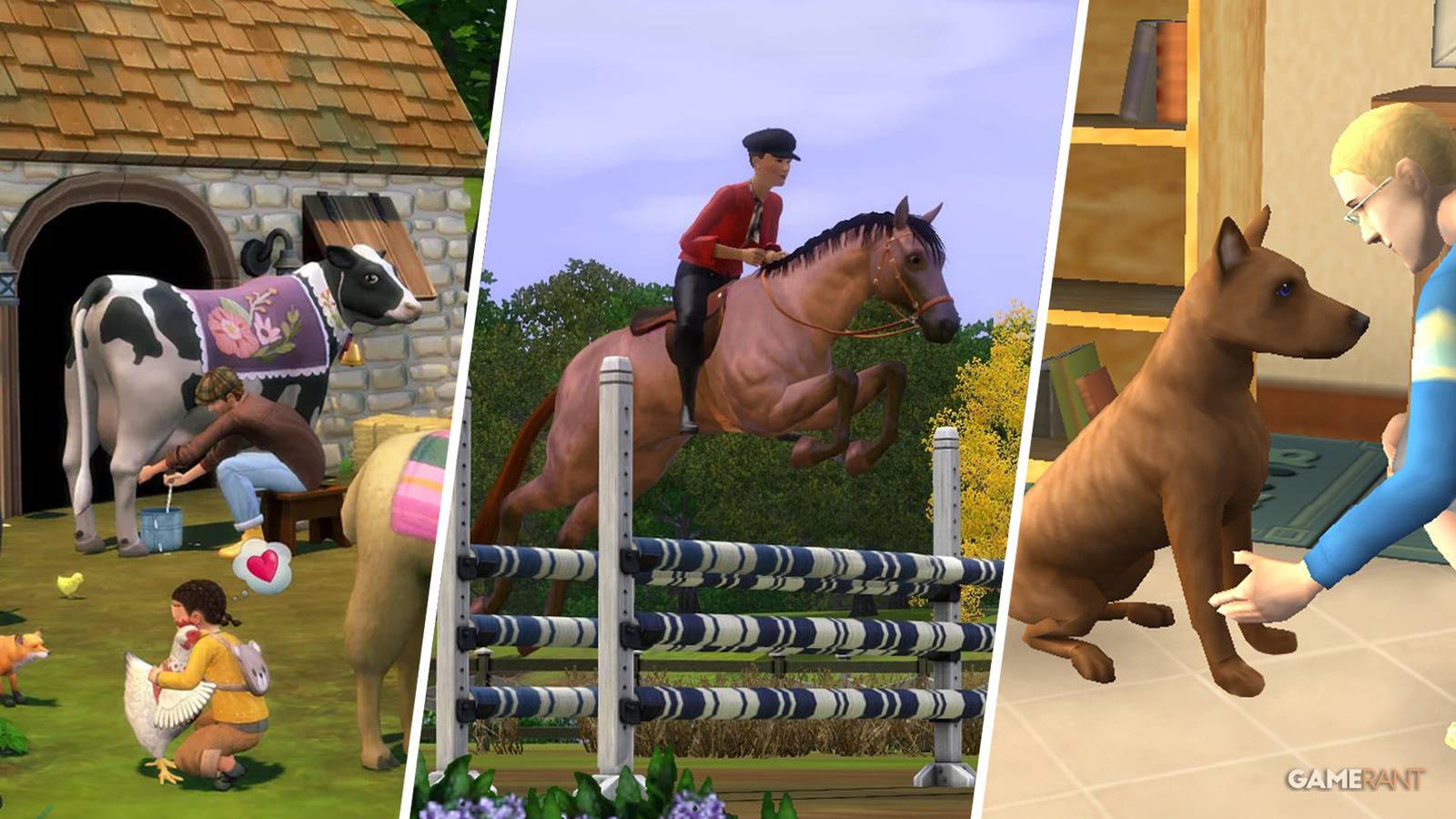 The Sims 4: Cottage Living, The Sims 3: Pets, and The Sims 2: Pets