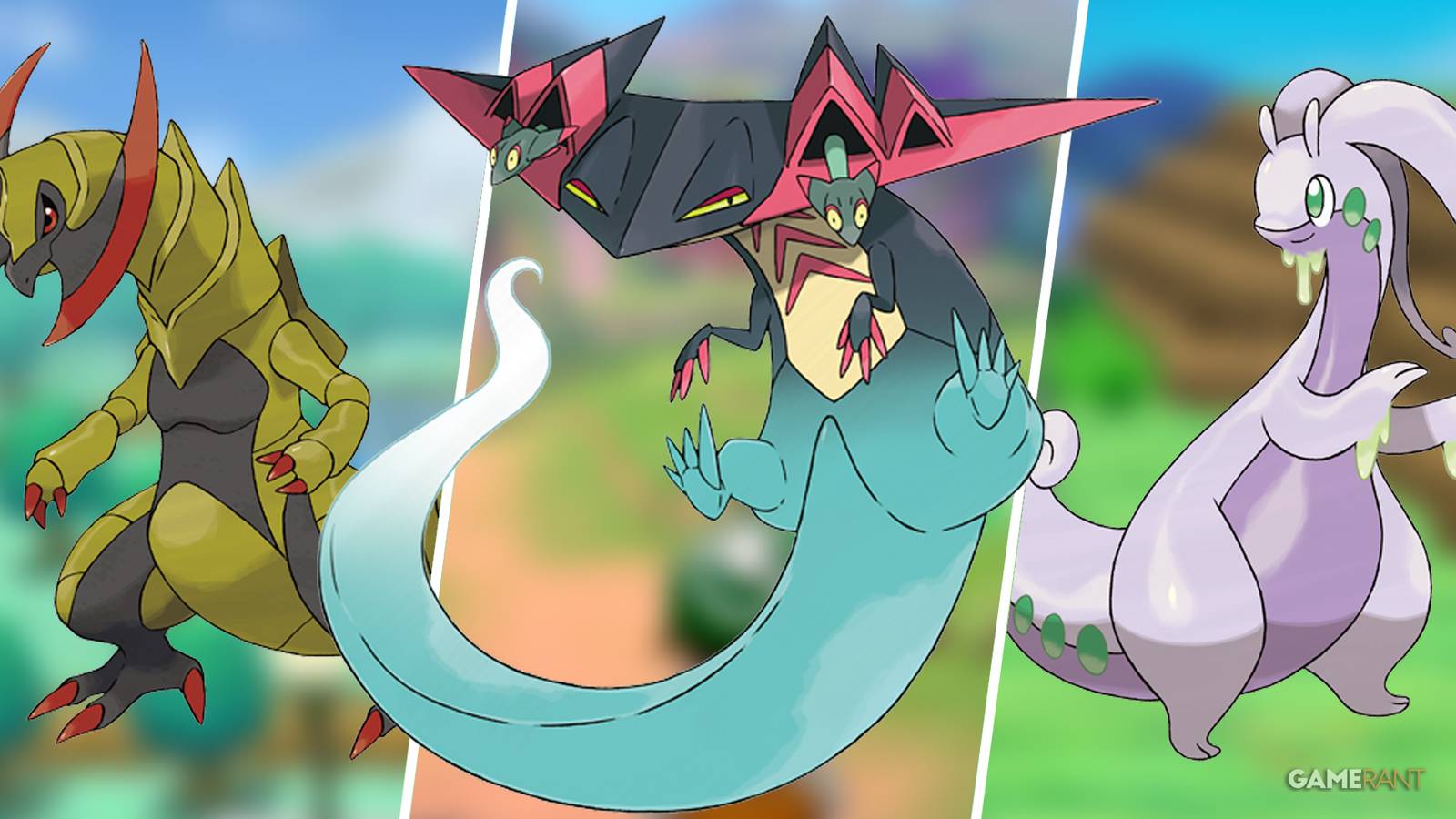 Haxorus, Dragapault, and Goodra official artwork
