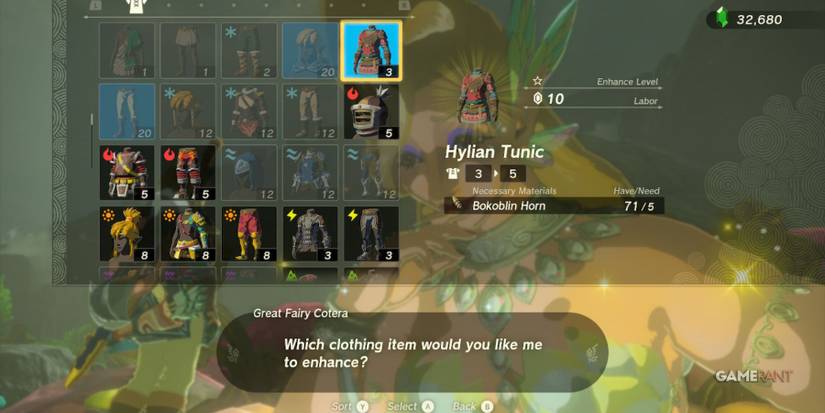 loz totk great fairy upgrade hylian tunic
