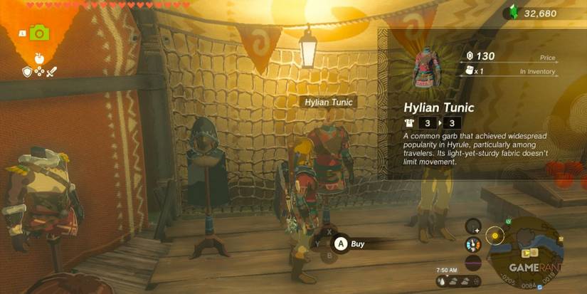 loz totk hylian tunic cost lookout landing