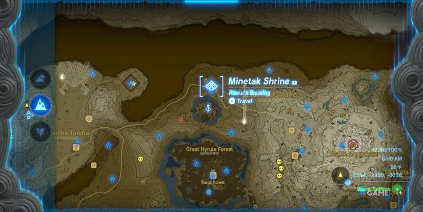 loz totk minetak shrine map location