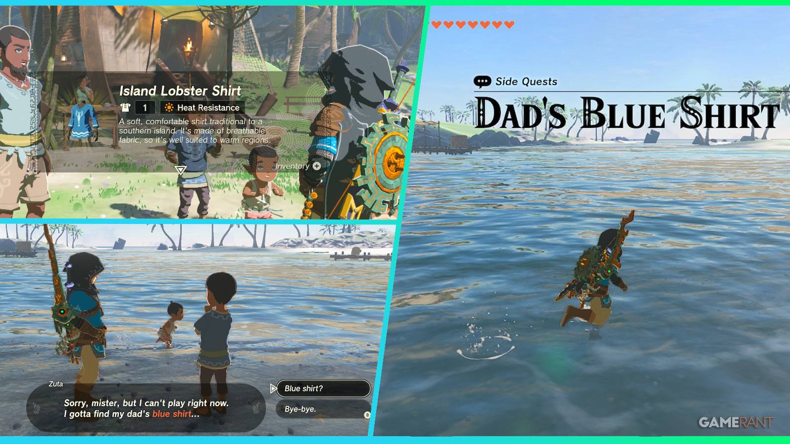 loz totk dad's blue shirt side quest feature