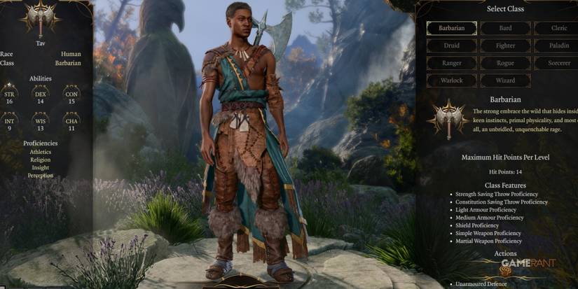 Baldur's Gate 3 Barbarian As Human In Character Creation