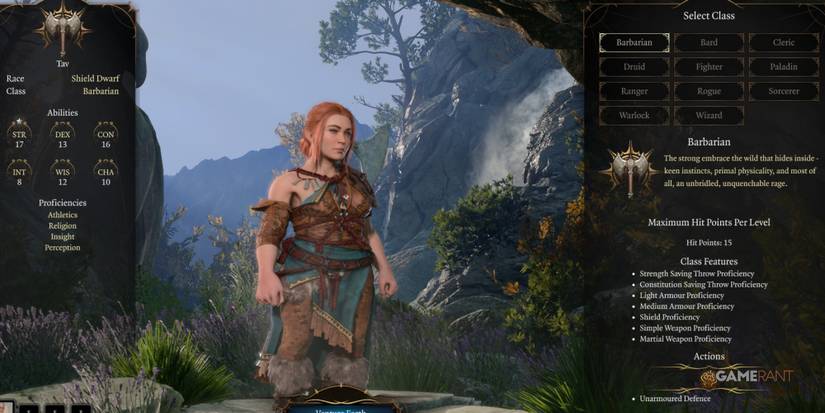 Baldur's Gate 3 Barbarian As Shield Dwarf In Character Creation