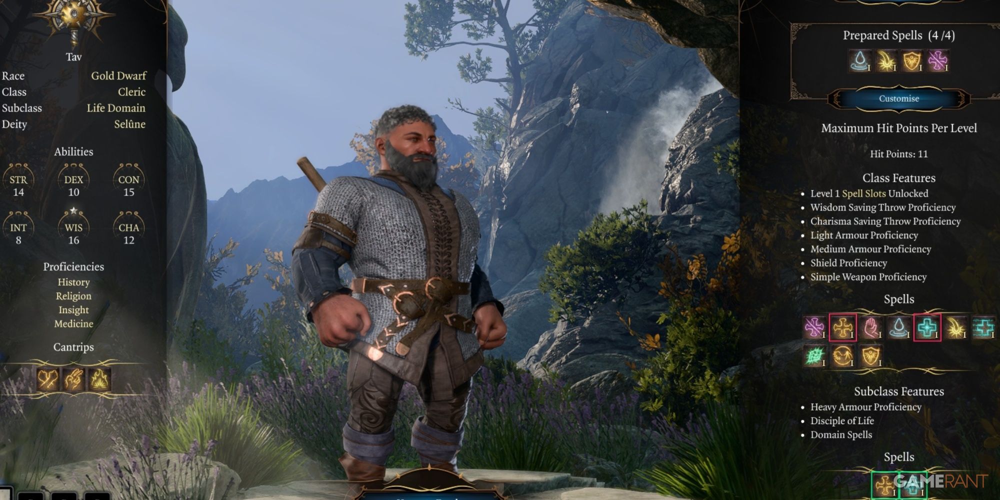 Baldur's Gate 3 Cleric As Dwarf In Character Creation