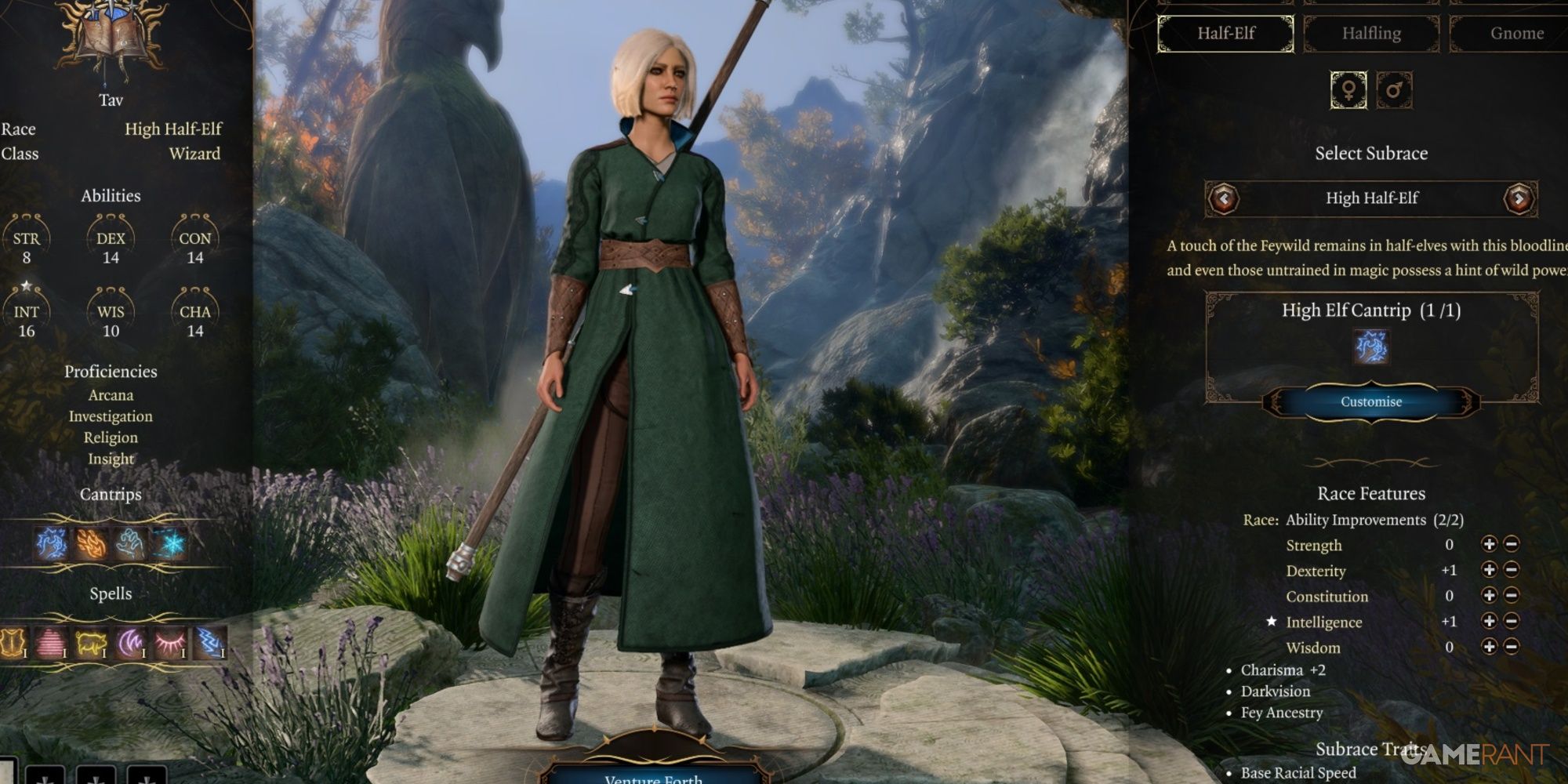 Baldur's Gate 3 High Half-Elf Wizard In Character Creation