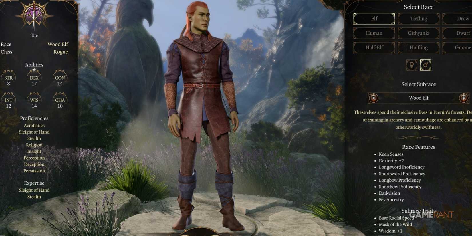 Baldur's Gate 3 Rogue As Wood Elf In Character Creation
