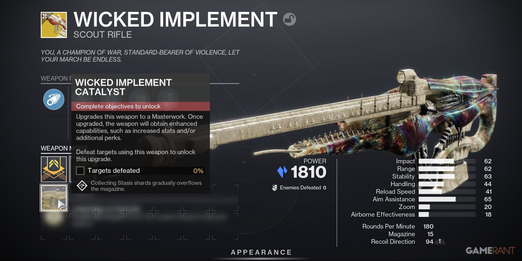 Destiny 2 Wicked Implement Scout Rifle
