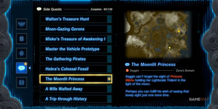 loz totk the moonlit princess side quest adventure log