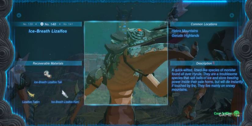 loz totk ice breath lizalfos hyrule compendium entry