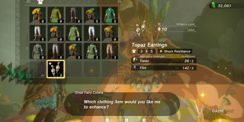 loz totk topaz earrings great fairy upgrade