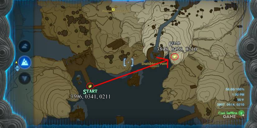 loz totk east reservoir lake cave location the blue stone side quest