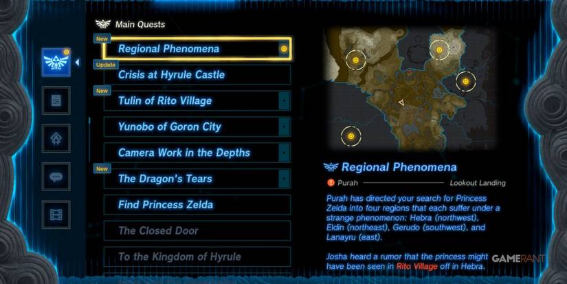 loz totk regional phenomena adventure log