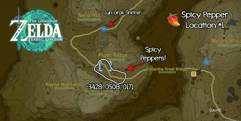 Spicy Peppers farming location in Zelda: Tears of the Kingdom.