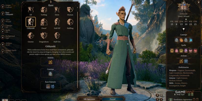 Baldur's Gate 3 Githyanki As A Wizard In Character Creation