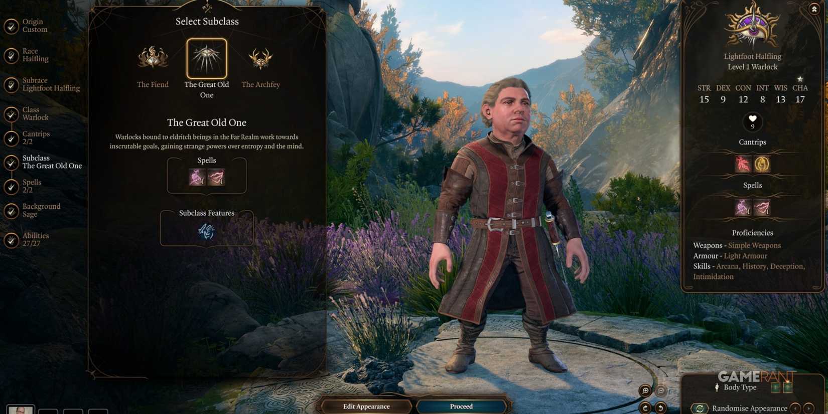 Baldur's Gate 3 Halfling As A Warlock In Character Creation