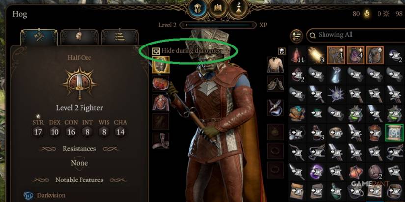 Baldur's Gate 3 Hiding A Helmet Option