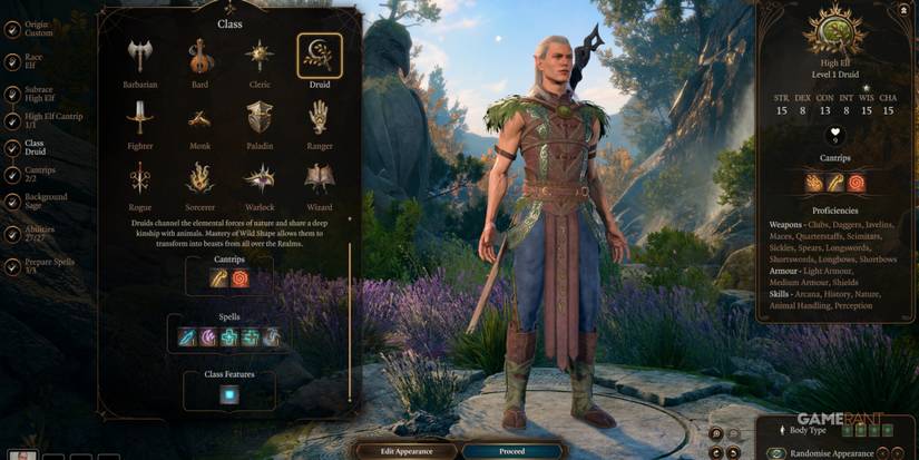 Baldur's Gate 3 High Elf As A Druid In Character Creation