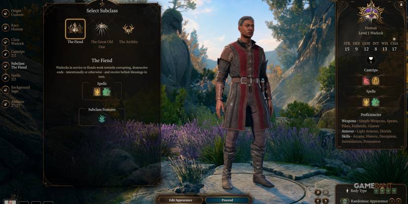 Baldur's Gate 3 Human As A Warlock In Character Creation